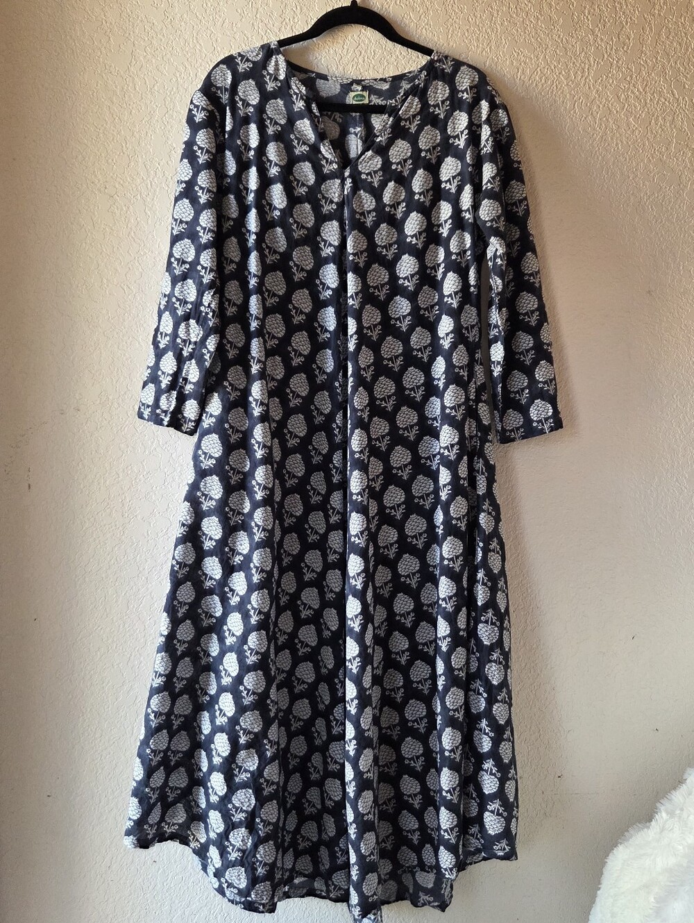 Navy Floral Long-Sleeve Fit & Flare Dress